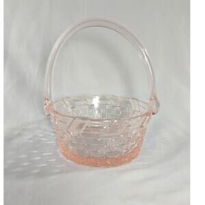 Vintage Williams Sonoma Pink Glass Woven Easter Basket